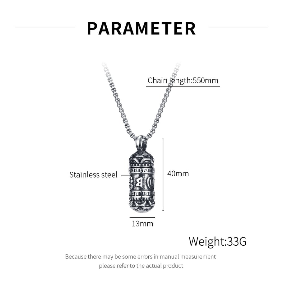 Vintage Cylinder Stainless Steel Men's Necklaces Picture7