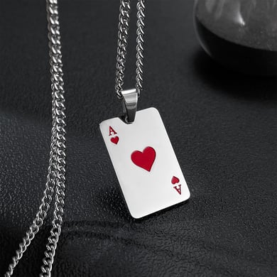 1 Piece Classic Poker Stainless Steel Men's Necklaces h5 Picture4