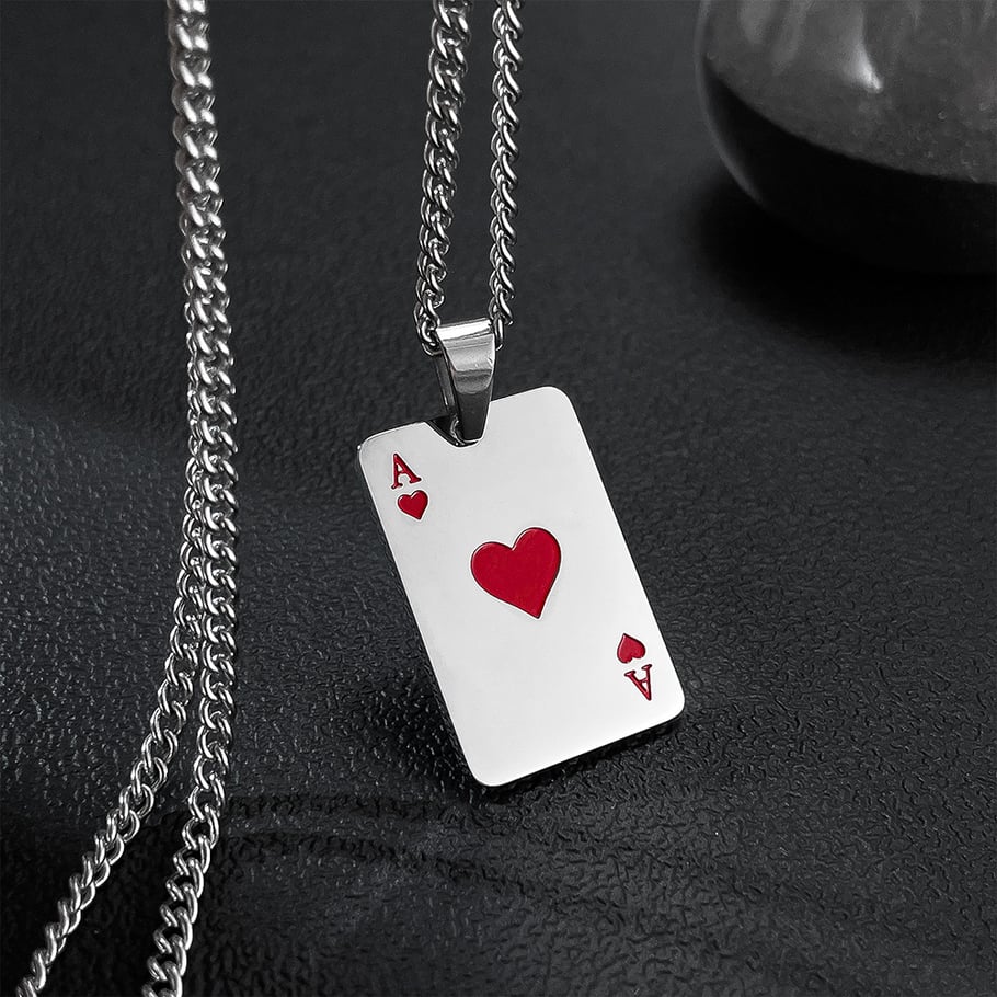 1 Piece Classic Poker Stainless Steel Men's Necklaces Picture4