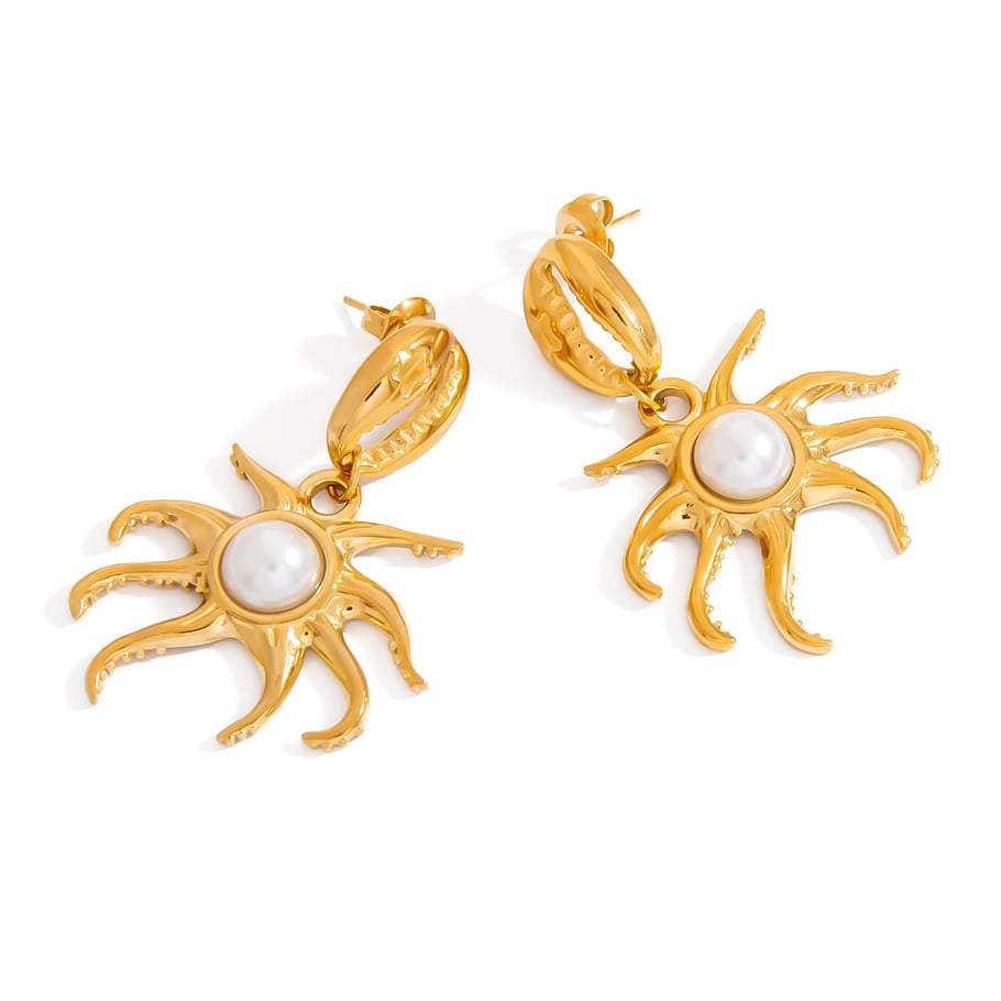 Octopus Stainless Steel Gold Color Drop Earrings 