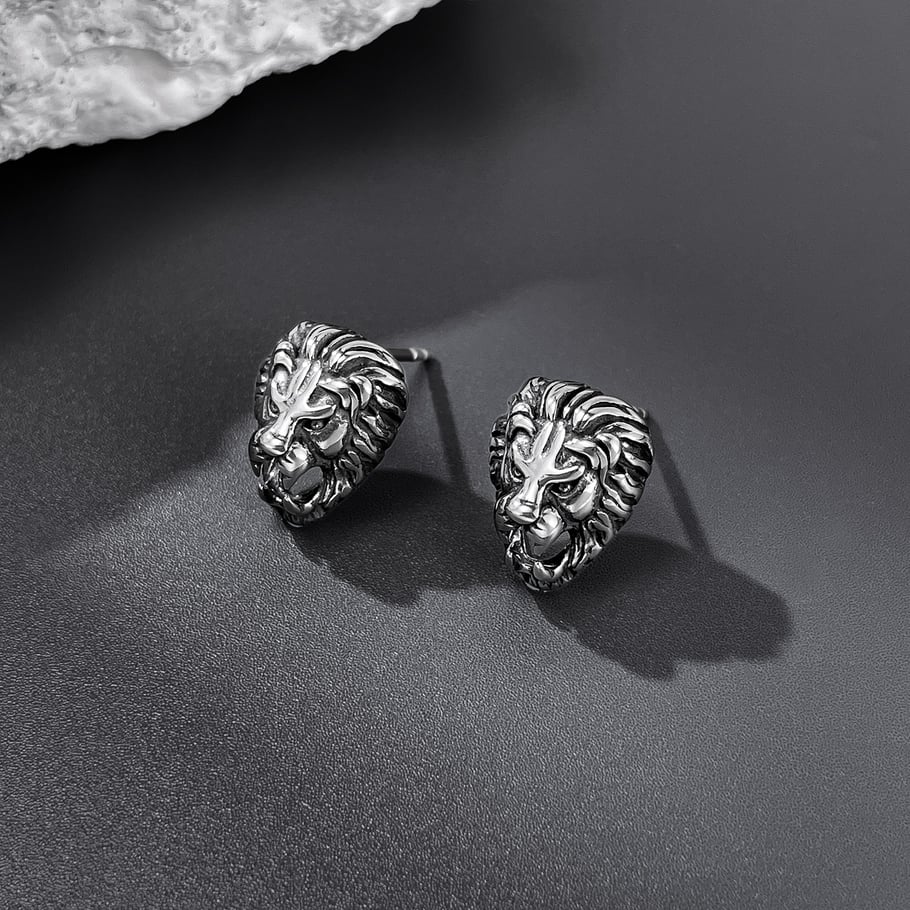 1 Pair Rock Snake Stainless Steel Men's Earrings Picture2