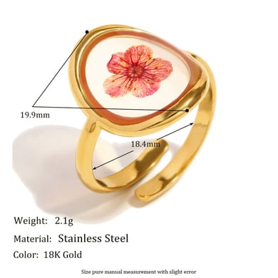 1 Stück Vintage personalisierte Blume Gold Edelstahl Damenring h5 Bild2
