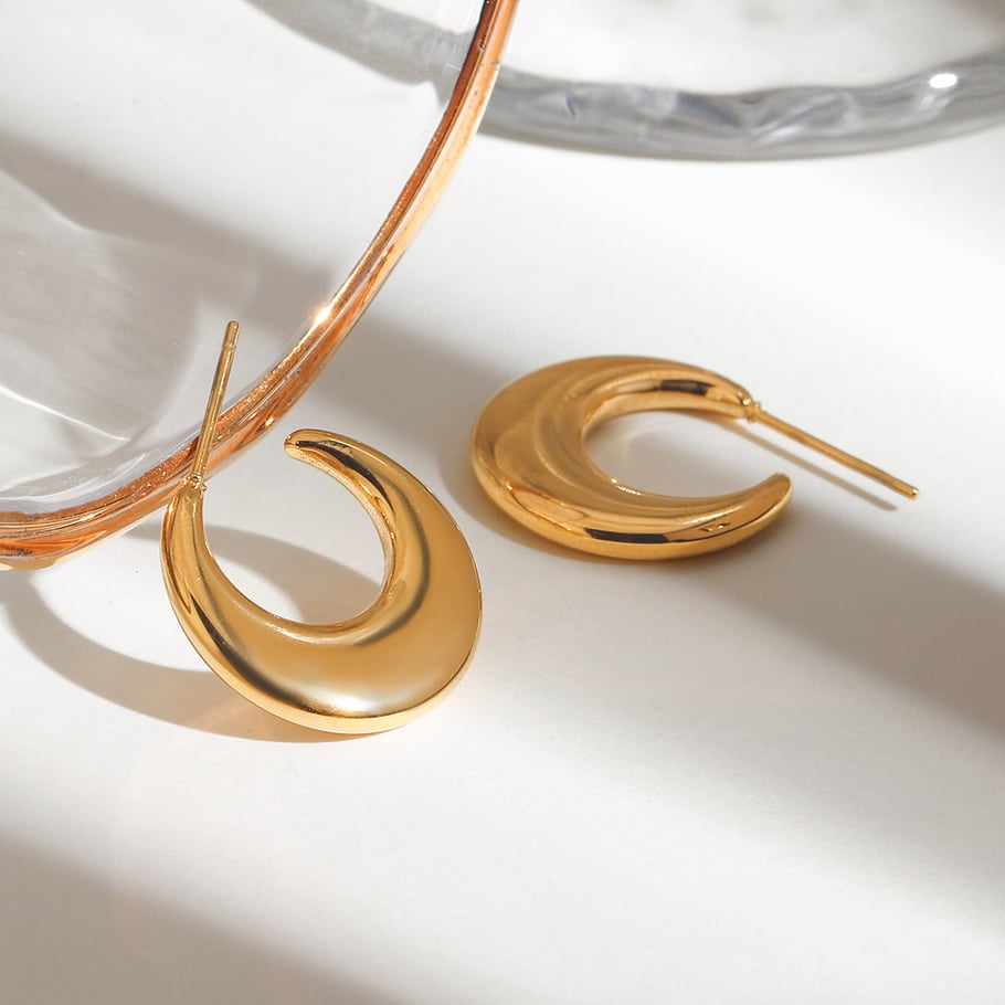 Moon Stainless Steel Gold Color Women's Drop Earrings Picture4