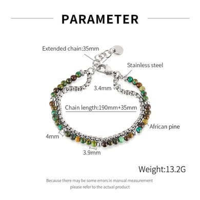 Double-layer Natural Stone Beads Stainless Steel Men's Bracelets h5 Picture7