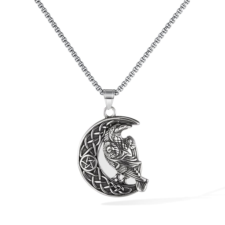 Vintage Crow Stainless Steel Men's Necklaces 