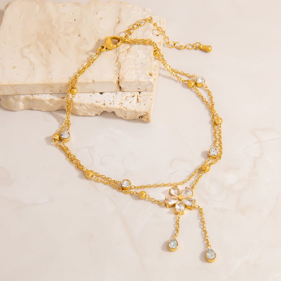 1 Piece Glamorous Flower Stainless Steel Gold Color Women's Anklets Picture4