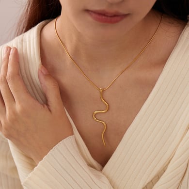 Collar con colgante de acero inoxidable dorado para mujer, serie simple, de animales, para uso diario, 1 unidad h5 Imagen5