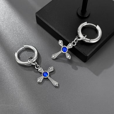 Radiant Cross Stainless Steel Men's Earrings h5 Picture5