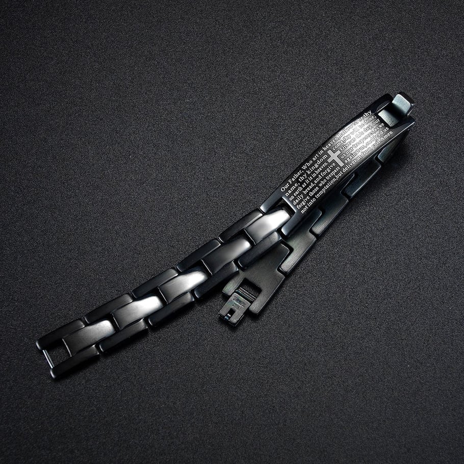 1 Piece Modern Cross Word Stainless Steel Men's Bracelets Picture2