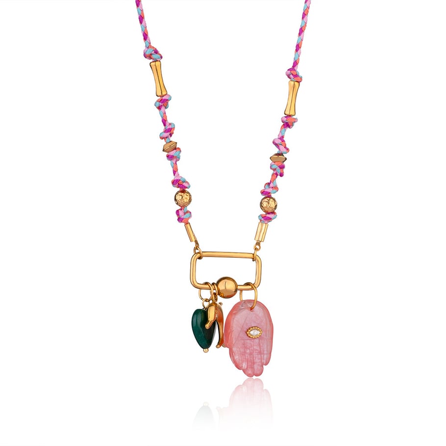 1 Piece Handcrafted Series Bohemian Hand Stainless Steel Gold Color Natural Stone Women's Pendant Necklaces Picture7