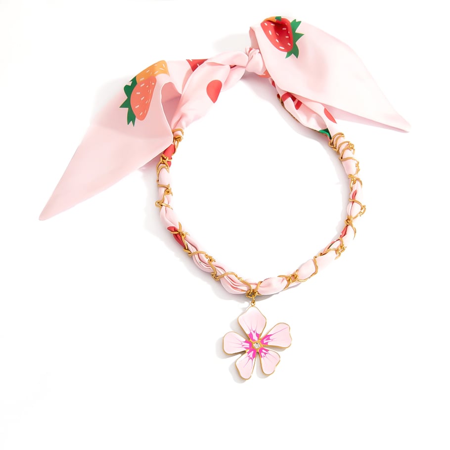 Romantic Flower Stainless Steel  Gold Color Pendant Necklaces 