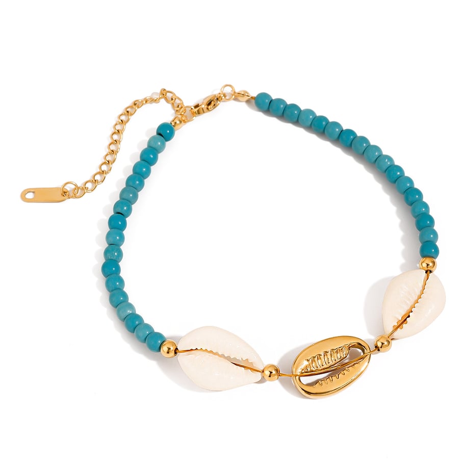 1 Piece Simple Series Bohemian Turtle Stainless Steel   Gold Color  Natural Stone Women's Anklets Picture5