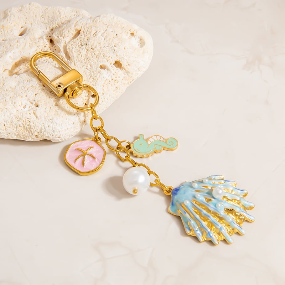 Retro Oceanic Stainless Steel Gold Color Bag Charms Picture6