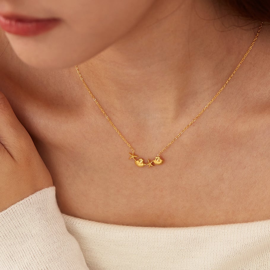 1 Piece Vacation Series Marine Starfish Stainless Steel Gold Color Women's Pendant Necklaces Picture5