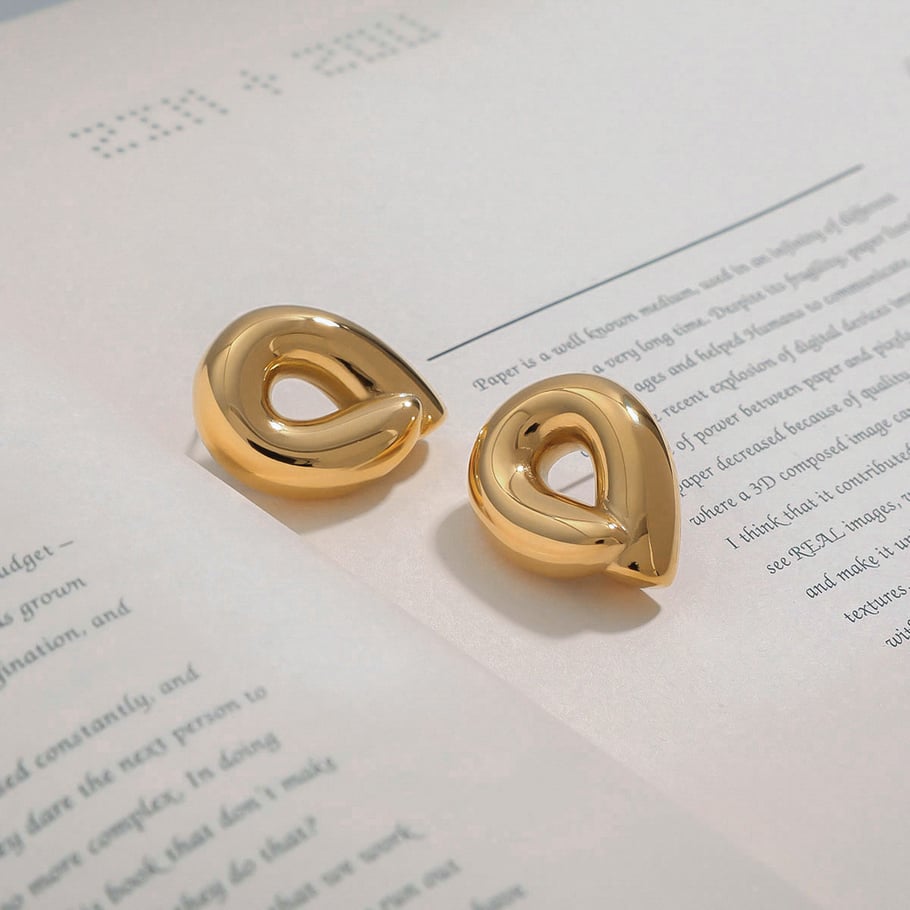 1 Pair Simple Stainless Steel Gold Color Women's Stud Earrings Picture5