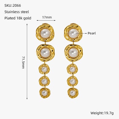 Orecchini pendenti in acciaio inossidabile color oro h5 Immagine2
