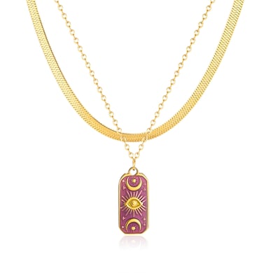 Collar con colgante de acero inoxidable para mujer, diseño geométrico retro, serie simple, 1 pieza h5 Imagen5