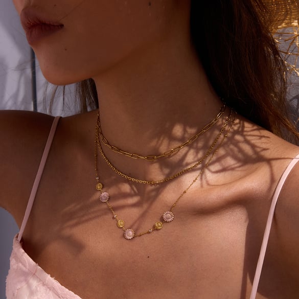 Collares colgantes de acero inoxidable con flores dulces 2