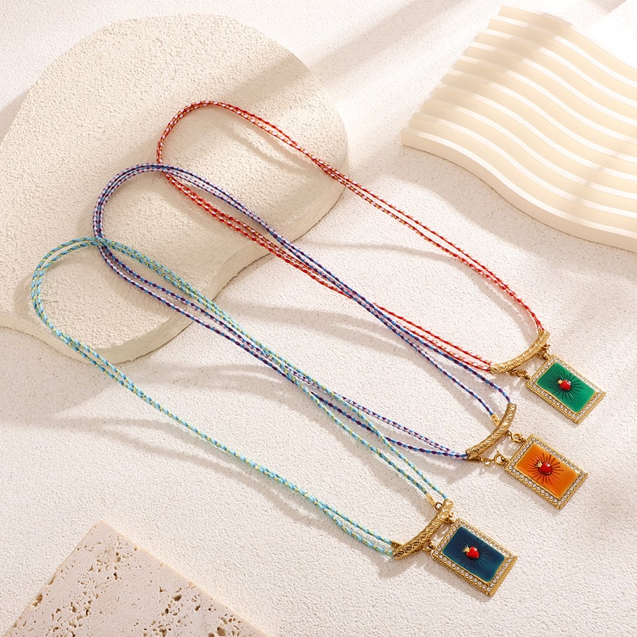 Ornate Rectangular Oil-spot Glazing Women's Pendant Necklaces Picture4