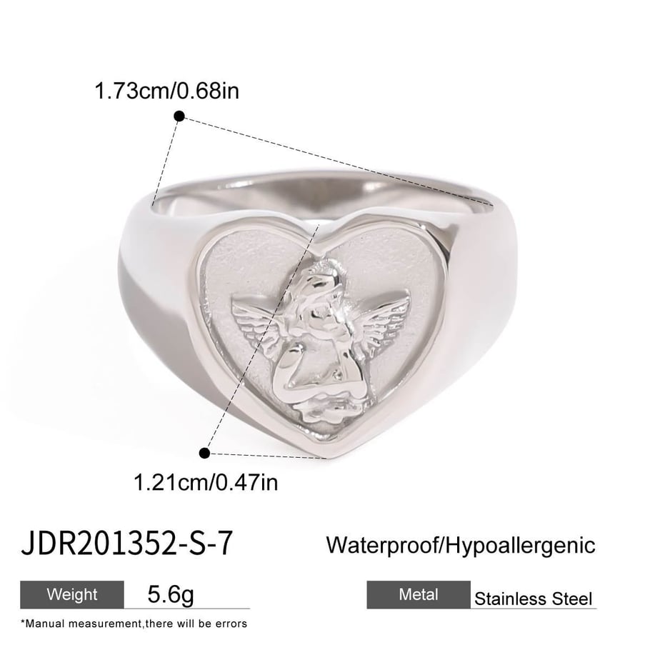 Ins Style Heart Angel Stainless Steel Gold Color Statement Rings Picture2