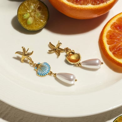 Ins Style Oceanic Stainless Steel Gold Color Drop Earrings h5 Picture5