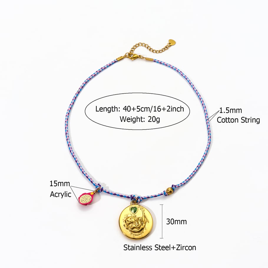 Constellation Series Retro Annular Stainless Steel Gold Color Women's Pendant Necklaces Picture2