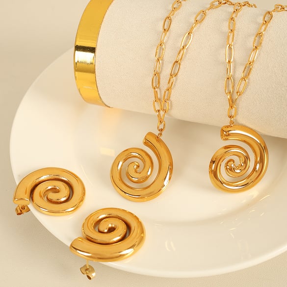 Set di orecchini Vortex in acciaio inossidabile color oro 2