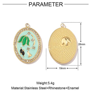 Pendentifs exquis en acier inoxydable couleur or avec fleurs h5 Image2