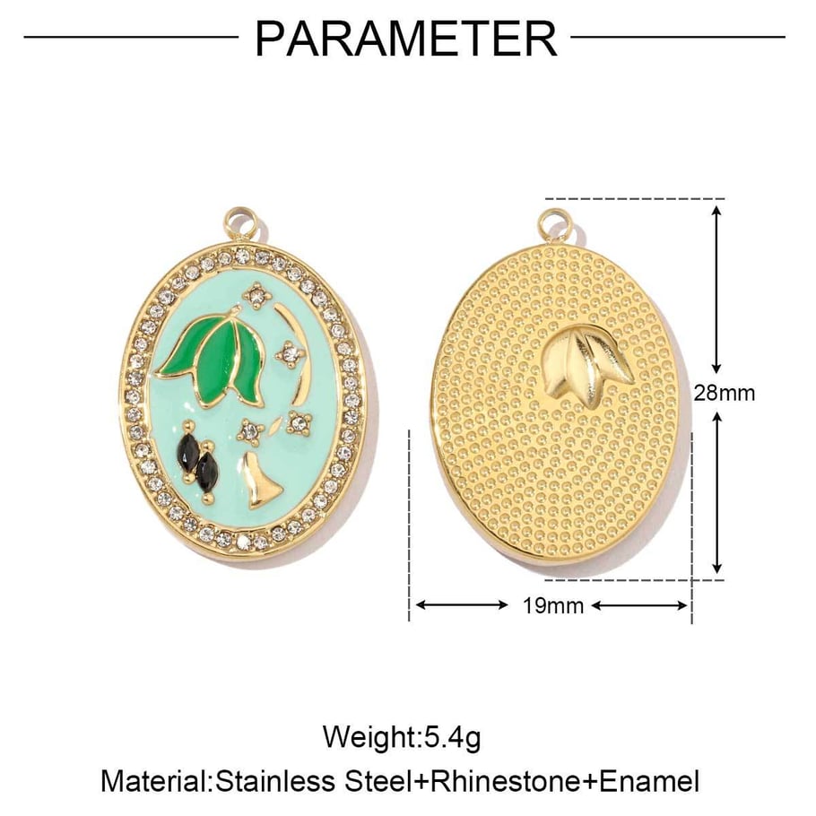 Pendentifs exquis en acier inoxydable couleur or avec fleurs Image2