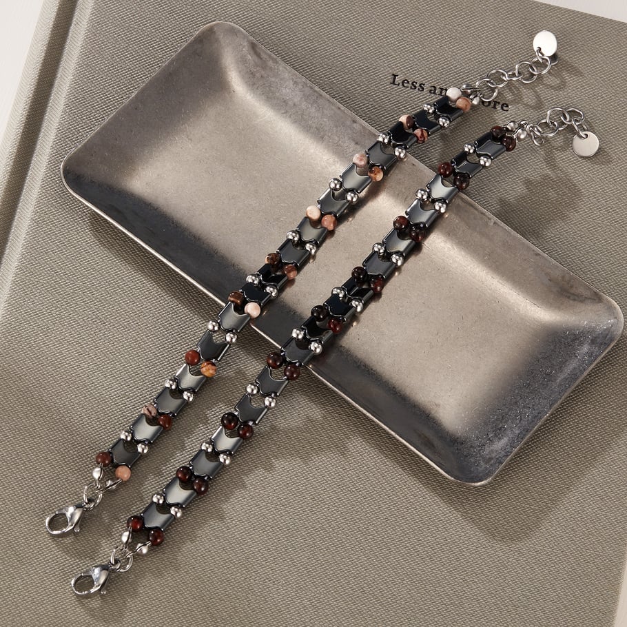 Utilitarian Series Retro Beads Stainless Steel Men's Beaded Bracelets Picture3
