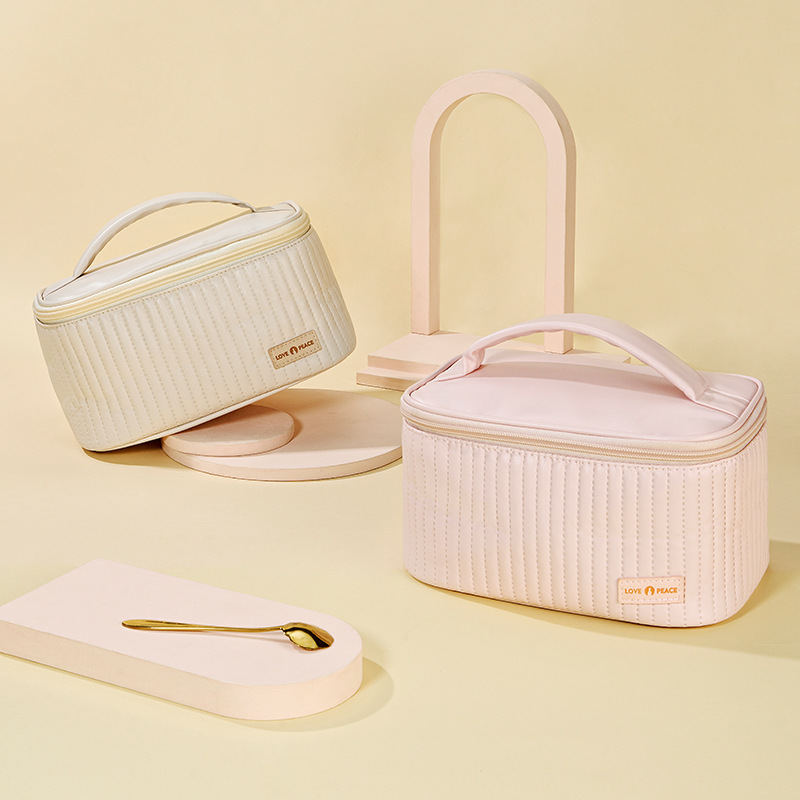 1 Stück Simple Series Einfarbige PU-Kosmetiktasche für Damen Bild3