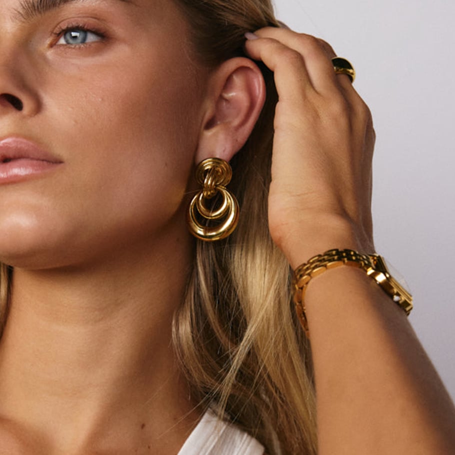 Ins Style Twist Stainless Steel Gold Color Stud Earrings Picture3