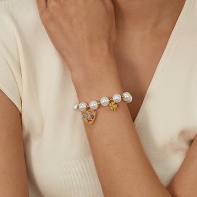 1 Stück Simple Series Daily Heart Edelstahl Goldfarben Damen Charm Armbänder h5 Bild5