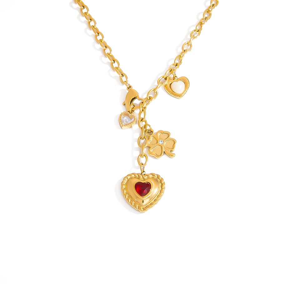 Exquisite Heart Stainless Steel Gold Color Women's Pendant Necklaces 
