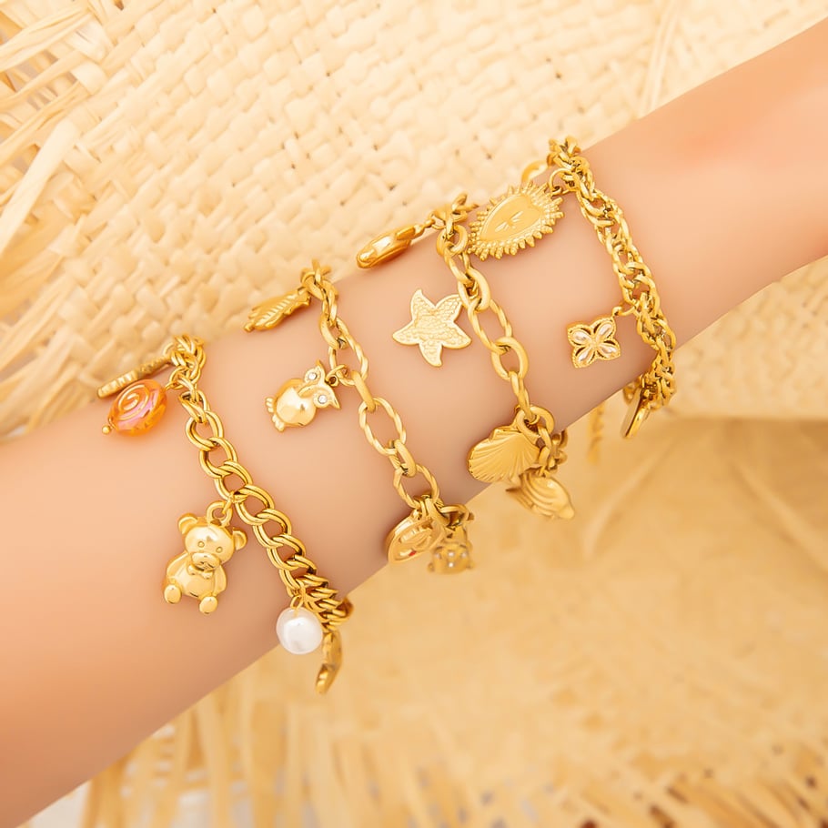 Cute Oceanic Stainless Steel Gold Color Charm Bracelets Picture3