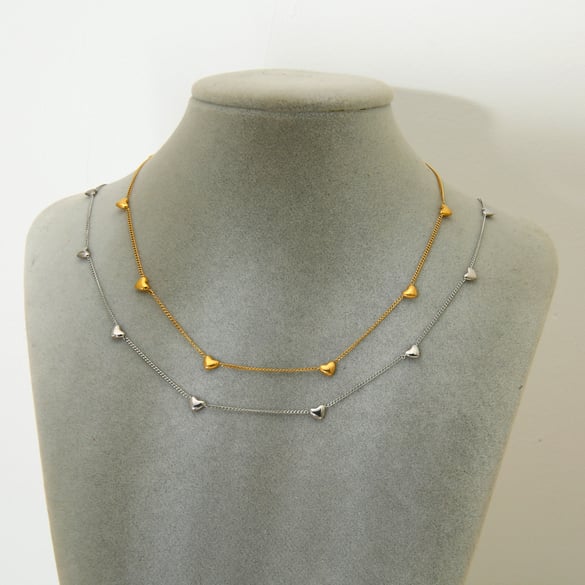 Driedimensionale hartvormige roestvrijstalen ketting DIY damesketting 2