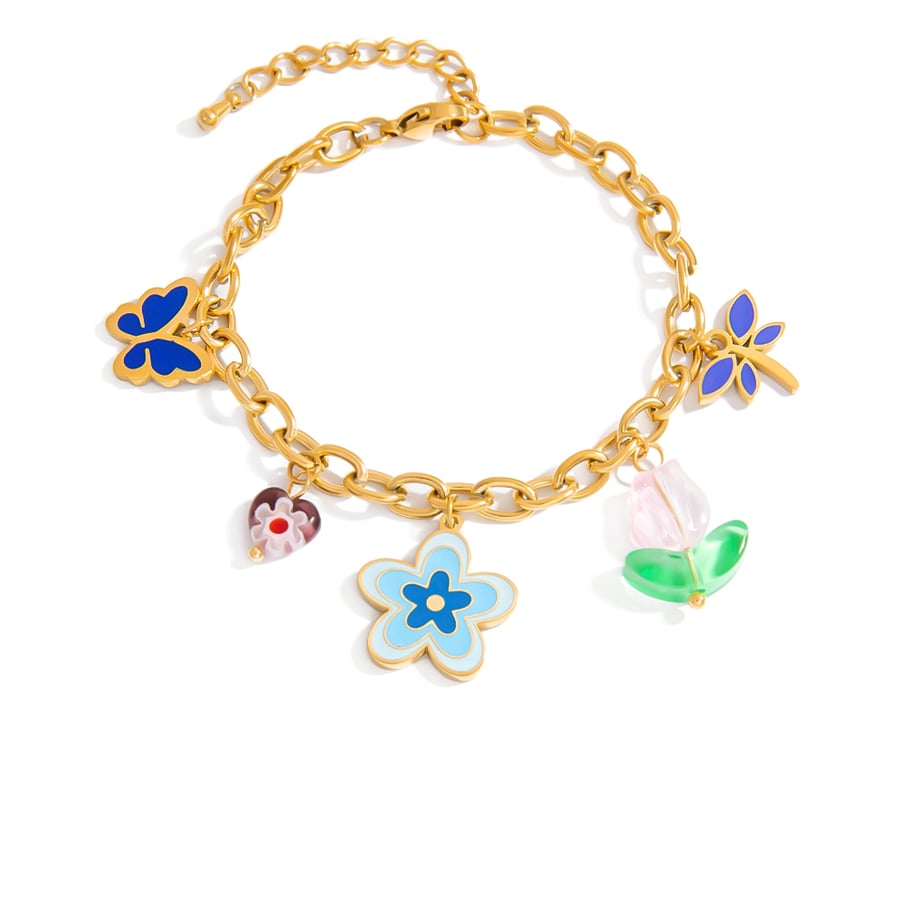 Designable Fruits Stainless Steel Colorful Women's Charm Bracelets 