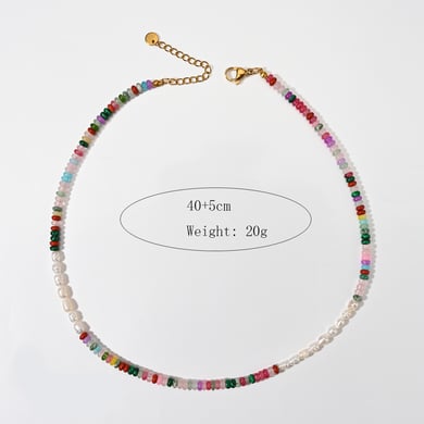Bohemian Natural Stone Heart Stainless Steel Gold Color Women's Beaded Necklaces h5 