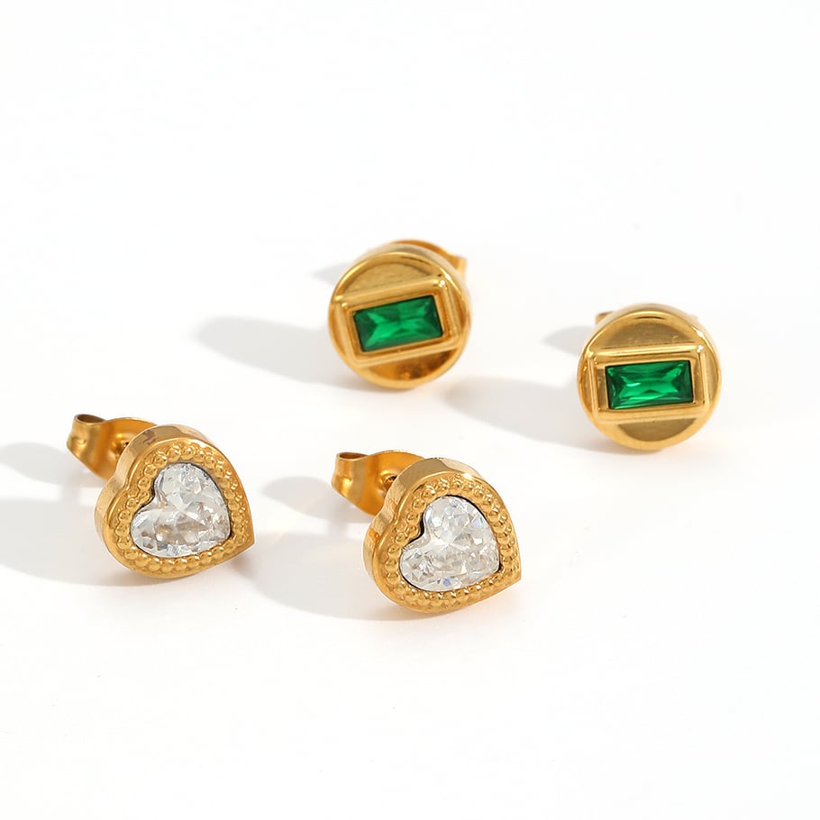 Orecchini a bottone in acciaio inossidabile color oro stile Ins Immagine3