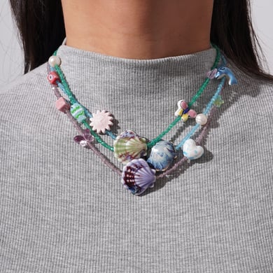1 Piece Polychrome Series Vacation Intricate Conch Ceramics Crystal Women's Pendant Necklaces h5 Picture4