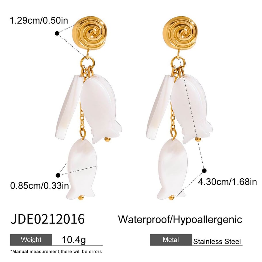 Vacation Fish Shape Stainless Steel Drop Earrings 