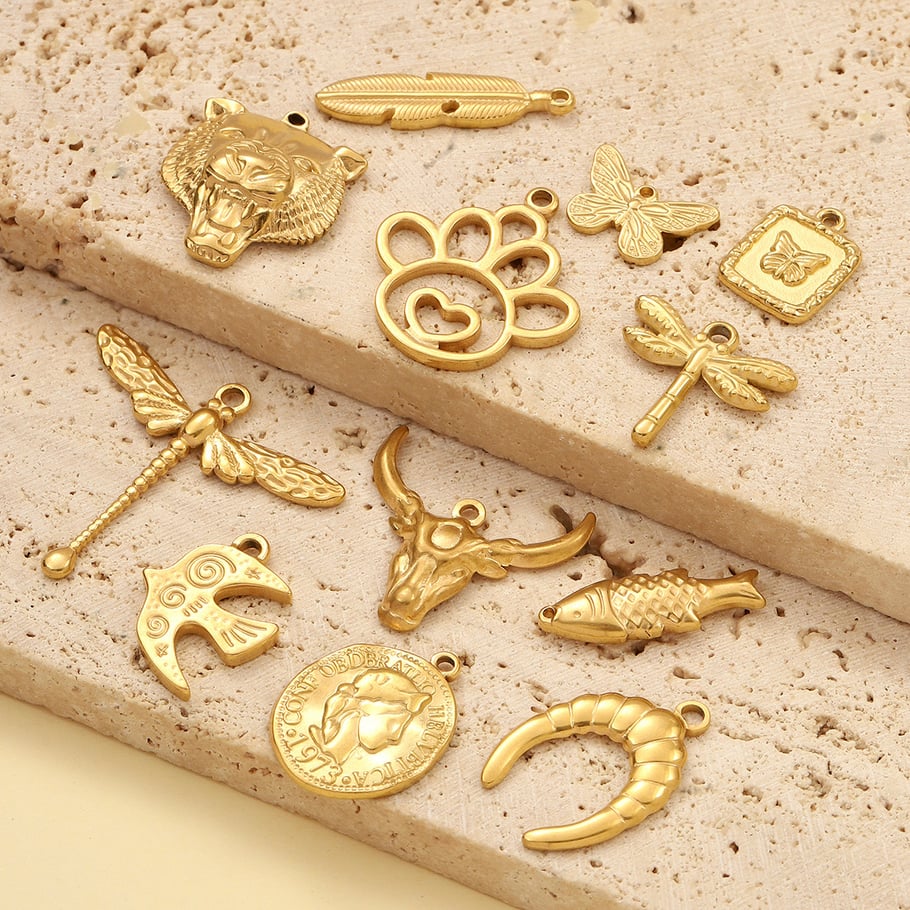 1 Piece Animals Series Classic Stainless Steel Gold Color Women's Pendants Picture3
