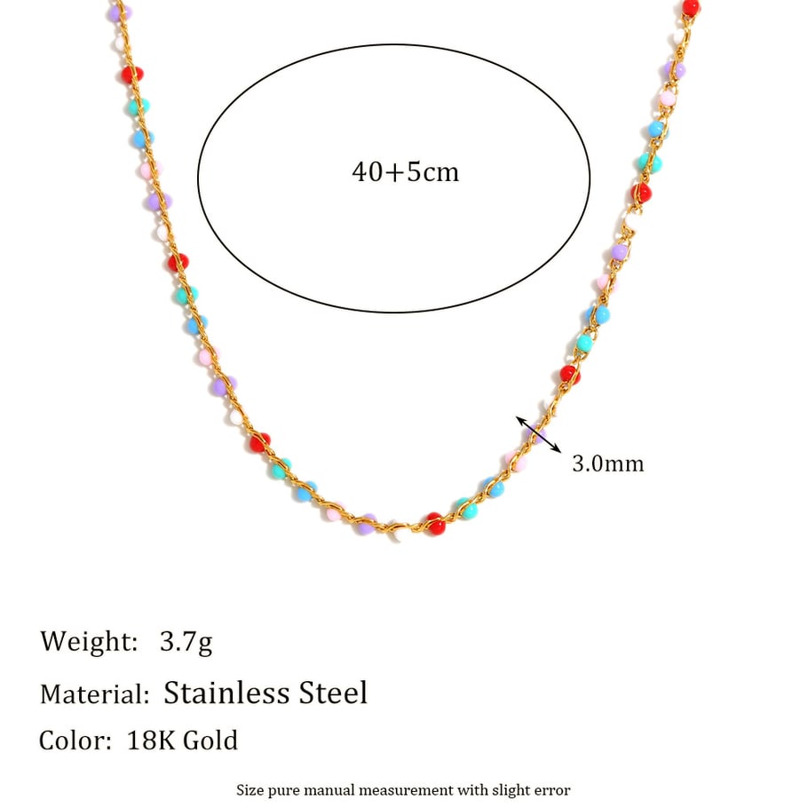 Modische Temperament Multi-Farbe Perlen Edelstahl Damen Halskette Bild6