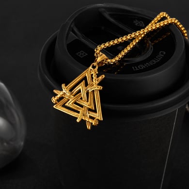 Collier avec pendentif triangulaire en acier inoxydable pour homme, 1 pièce h5 Image10