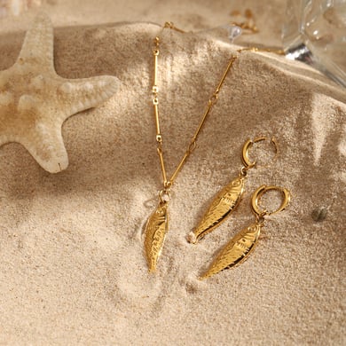 Cute Fish Stainless Steel Gold Color  Drop Earrings h5 Picture2