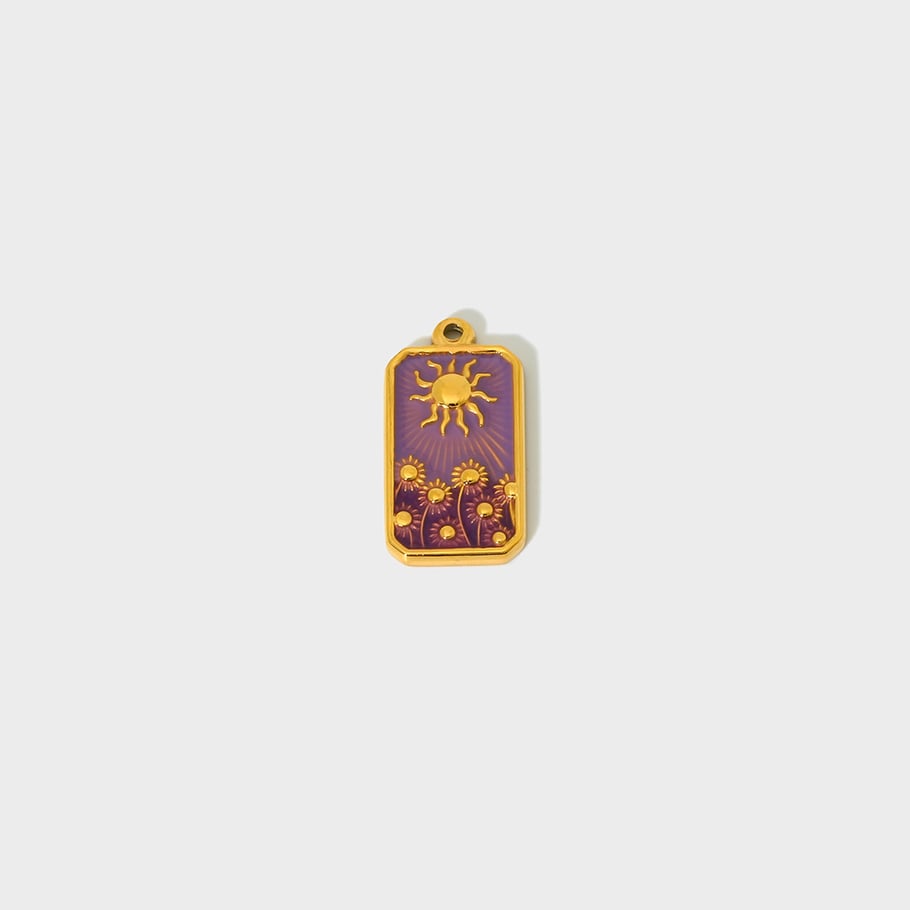1 Piece Sun Sunflower Rectangle DIY Gold Stainless Steel Pendant Accessories Picture2