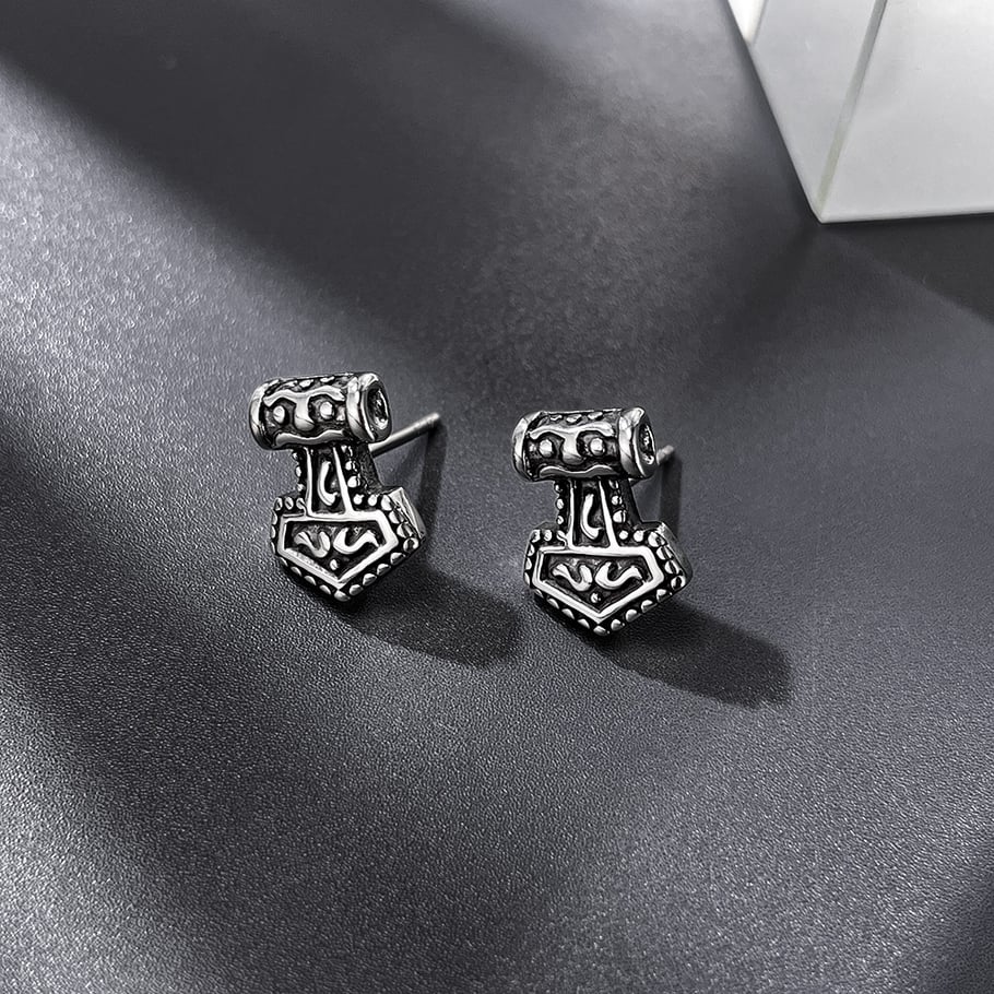 1 Pair Retro Geometric Stainless Steel Men's Earrings Picture5