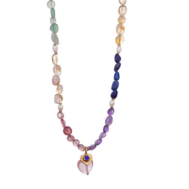 1 Piece Glamorous Series Elegant Heart Stainless Steel Gold Color Transparent Natural Stone Women's Pendant Necklaces h5 Picture6