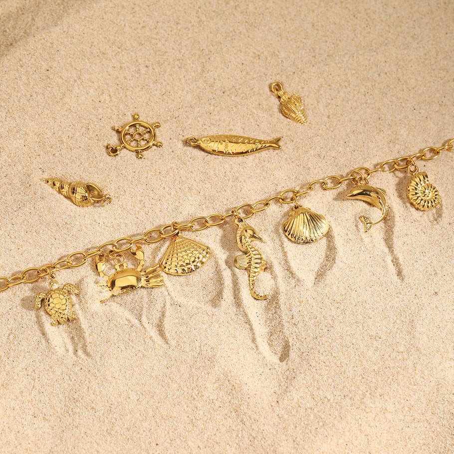 Oceanic Stainless Steel Gold Color Pendant Necklace Picture6
