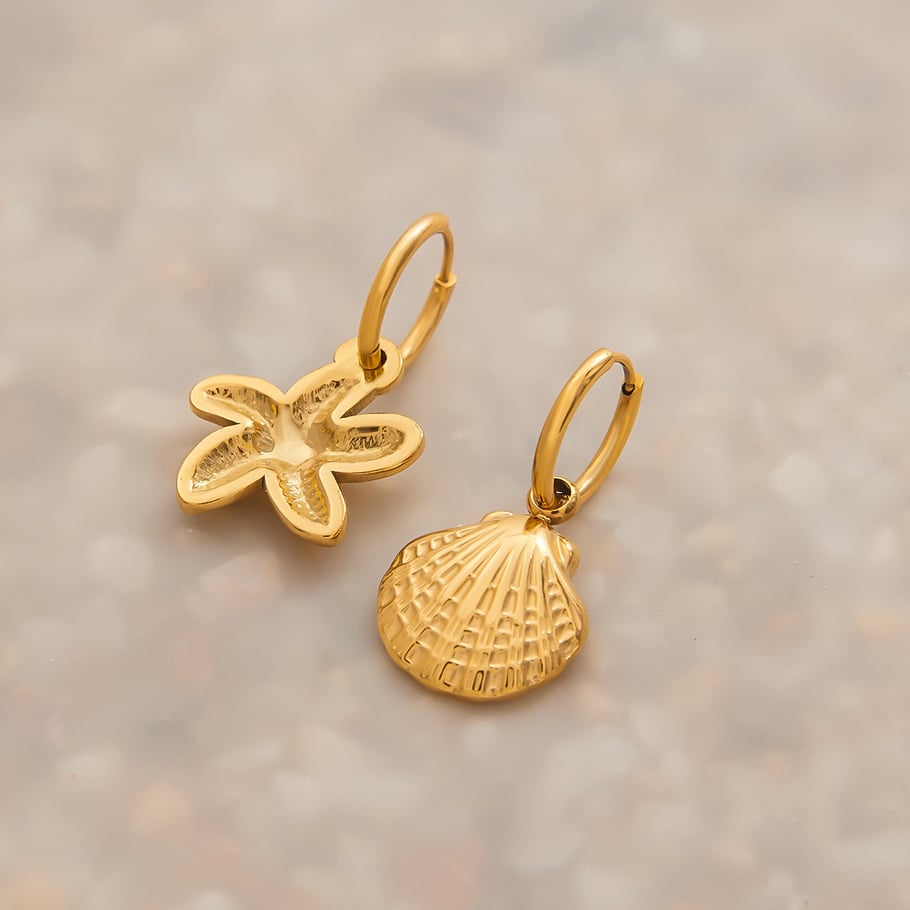 Starfish Stainless Steel Gold Color Drop Earrings Picture6